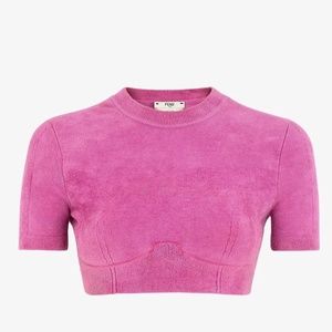 Fendi x Skims VELVET KNIT CROP TOP Color COLORADO size 42